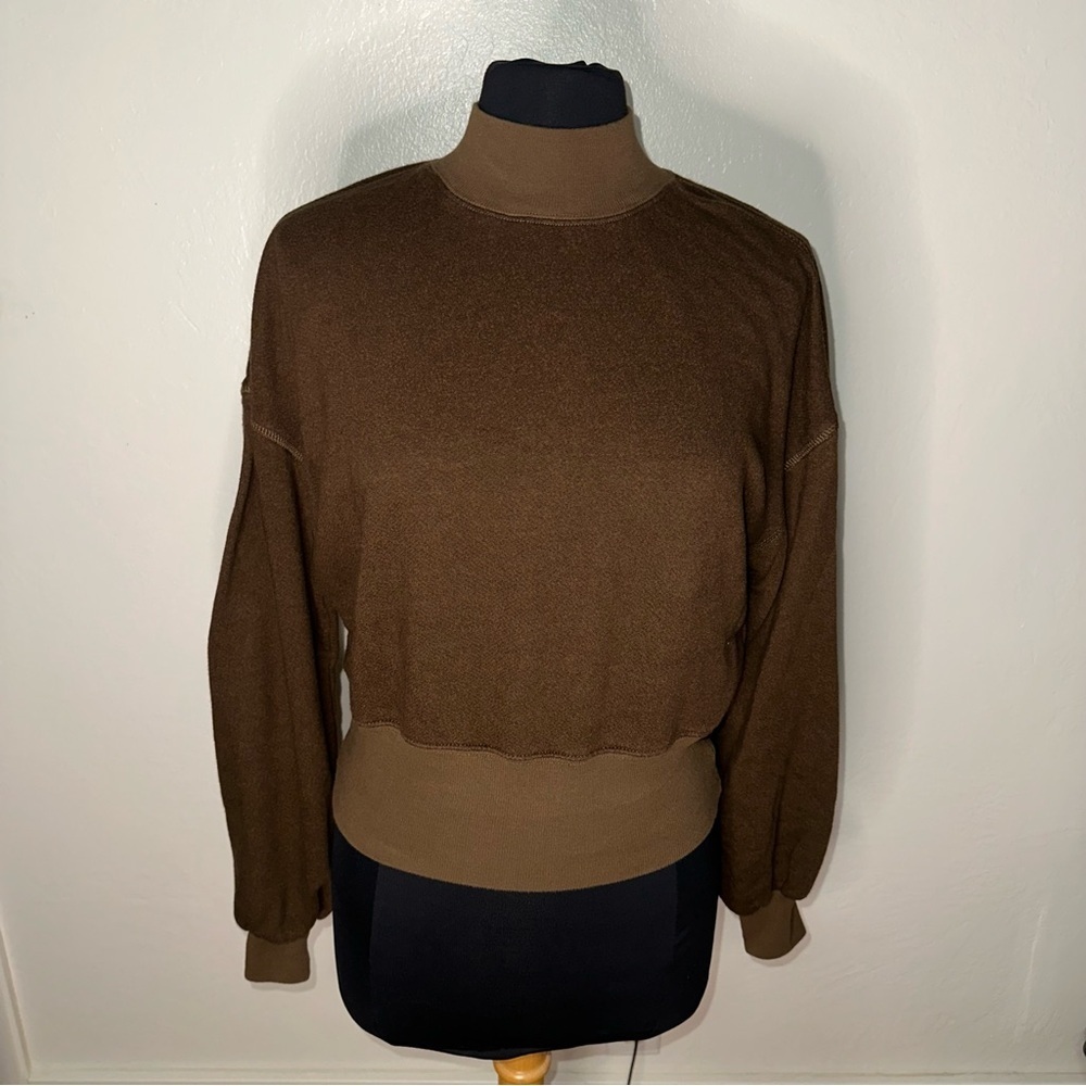 Anthropologie Philanthropy Nisa Sweatshirt Brown Pullover Cropped Size Large